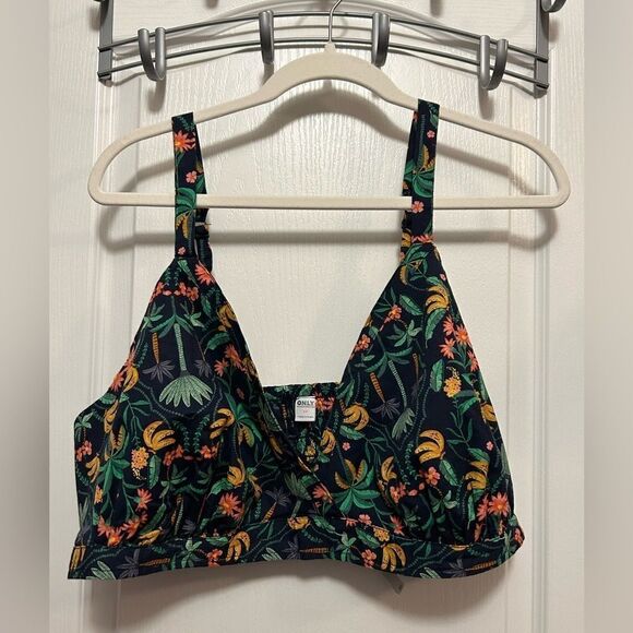 NWT Old Navy women's cross front poplin bralette size 2X banana tropical print - Picture 3 of 16